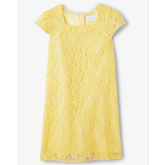 NEW The Children's Place Yellow Lace Girls Short Sleeve Easter Dress 14 $50 - Picture 7 of 9